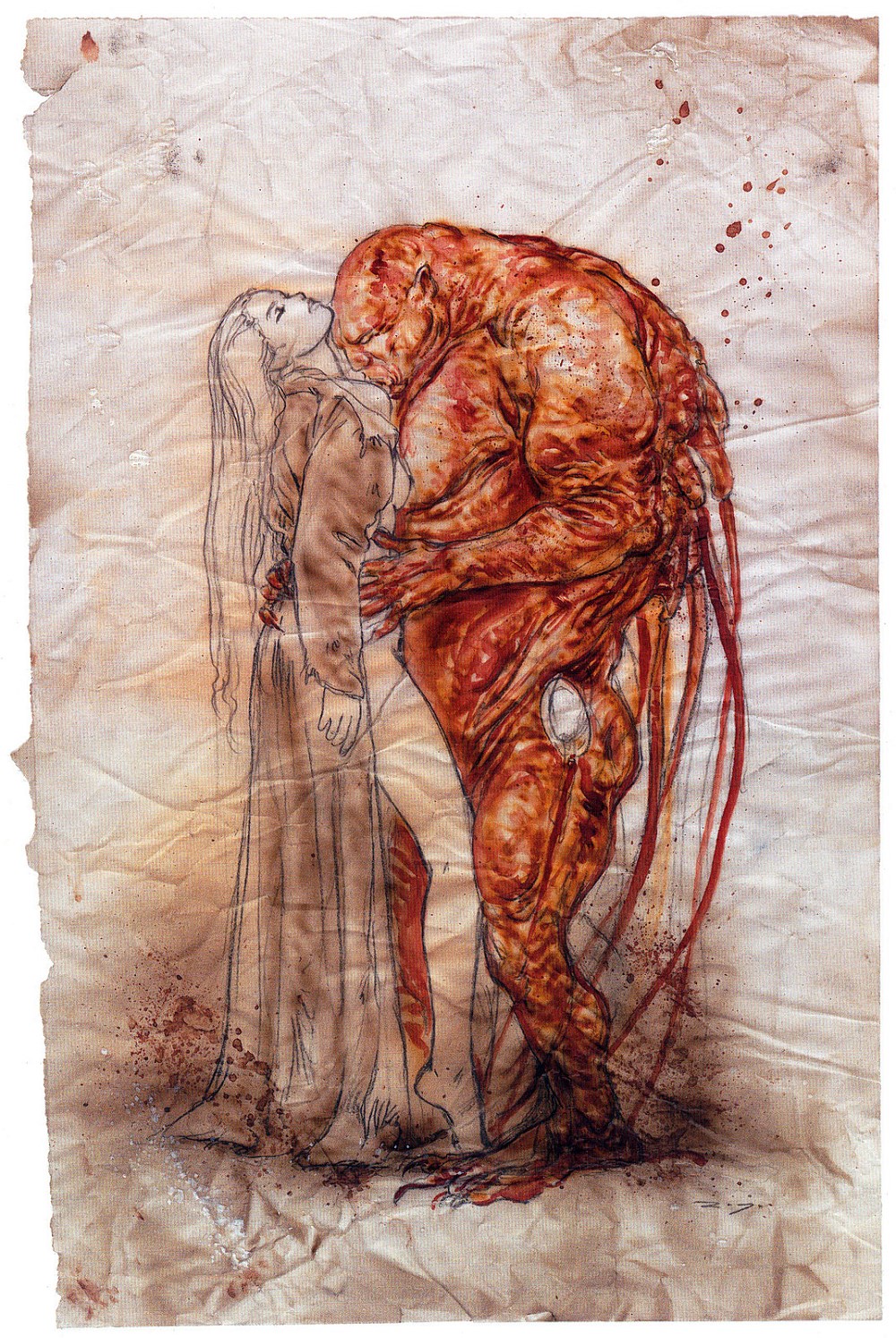 Illicit window with red sketch